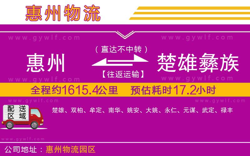 惠州到楚雄彝族自治州物流公司