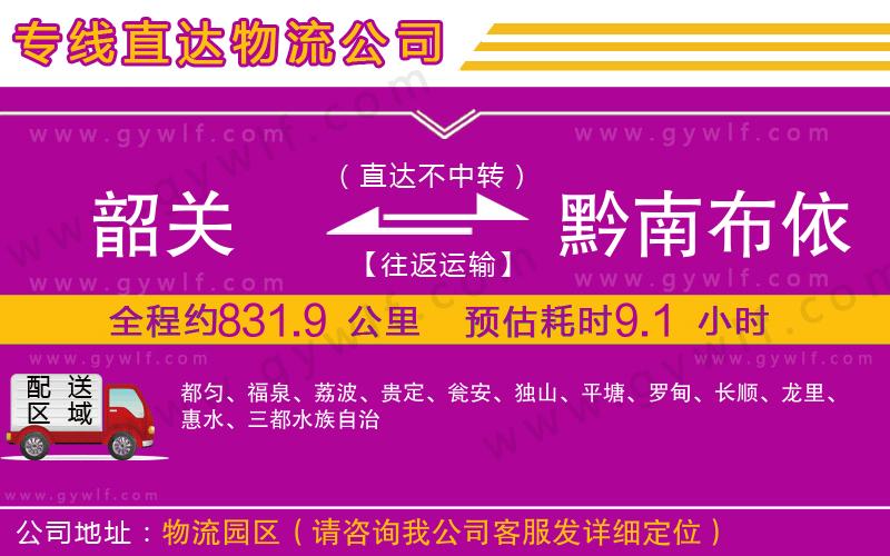 韶關(guān)到黔南布依族苗族自治州物流公司