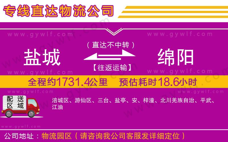 鹽城到綿陽(yáng)物流公司