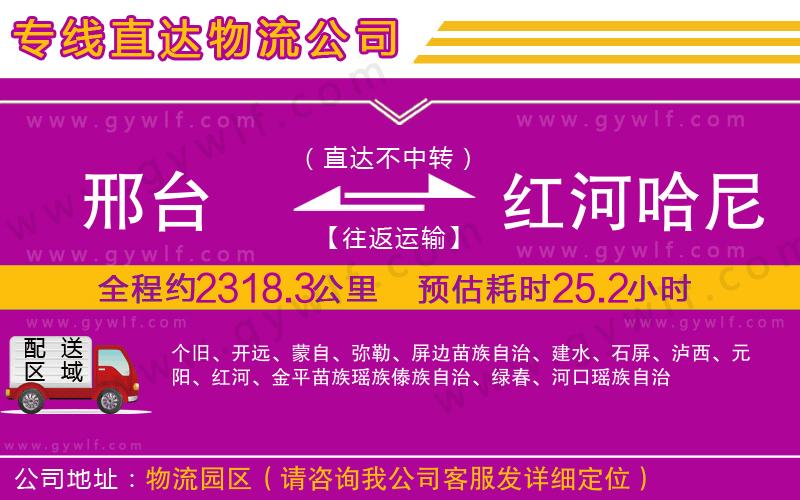 邢臺到紅河哈尼族彝族自治州物流公司