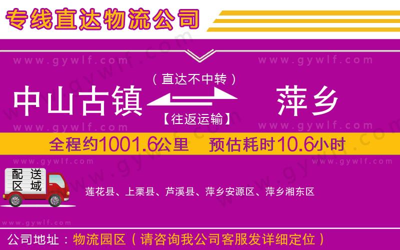 中山古鎮(zhèn)到萍鄉(xiāng)物流公司