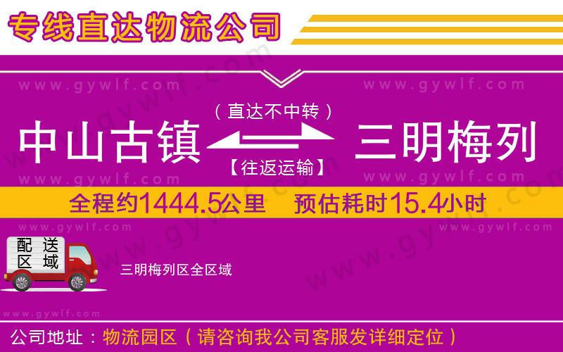 中山古鎮(zhèn)到三明梅列區(qū)物流公司
