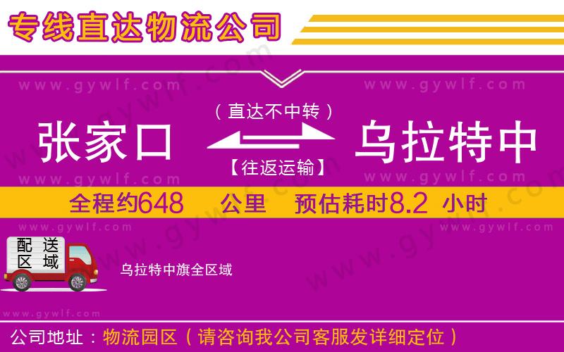 張家口到烏拉特中旗物流公司