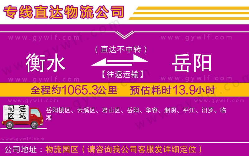 衡水到岳陽物流公司