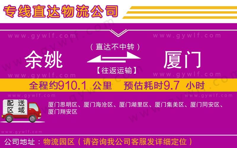 余姚到廈門(mén)物流公司