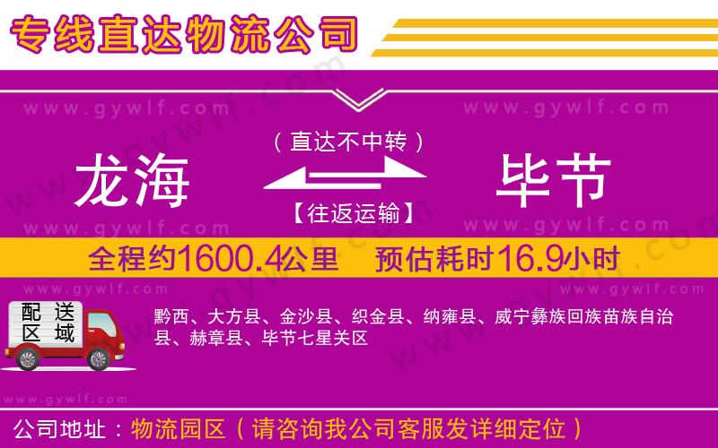 龍海到畢節(jié)物流公司