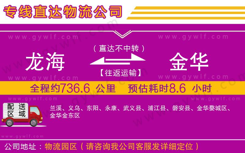 龍海到金華物流公司