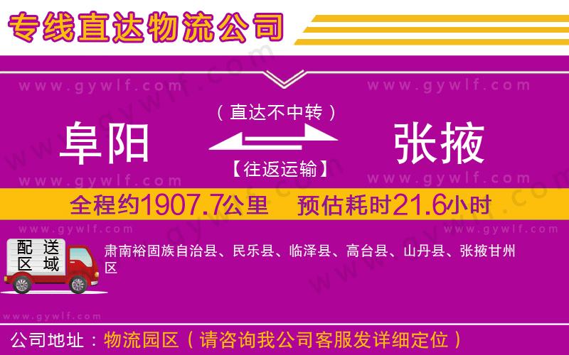 阜陽(yáng)到張掖物流公司