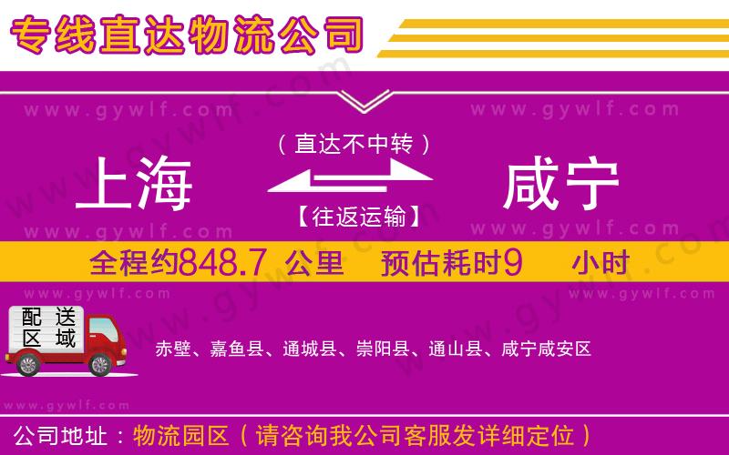 上海到咸寧貨運專線