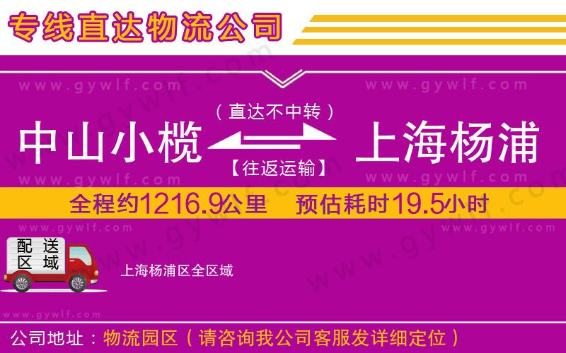 中山小欖到上海楊浦區(qū)物流公司