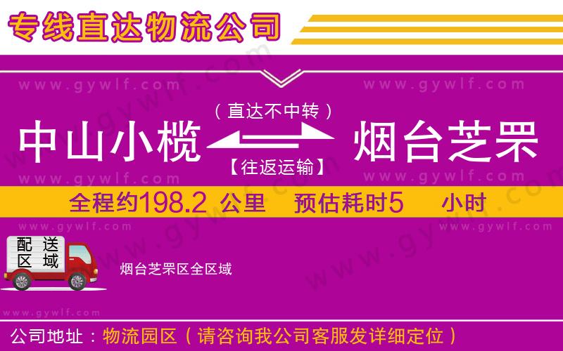 中山小欖到煙臺(tái)芝罘區(qū)物流公司