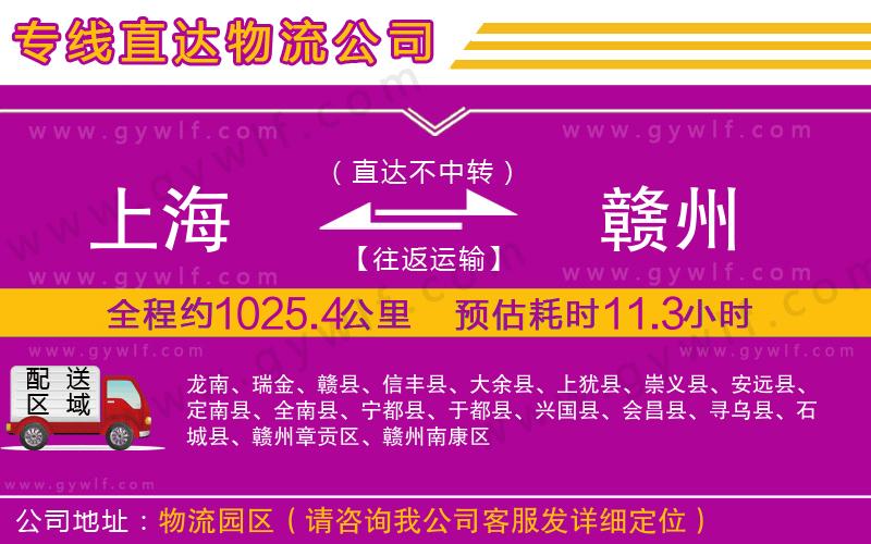 上海到贛州貨運公司