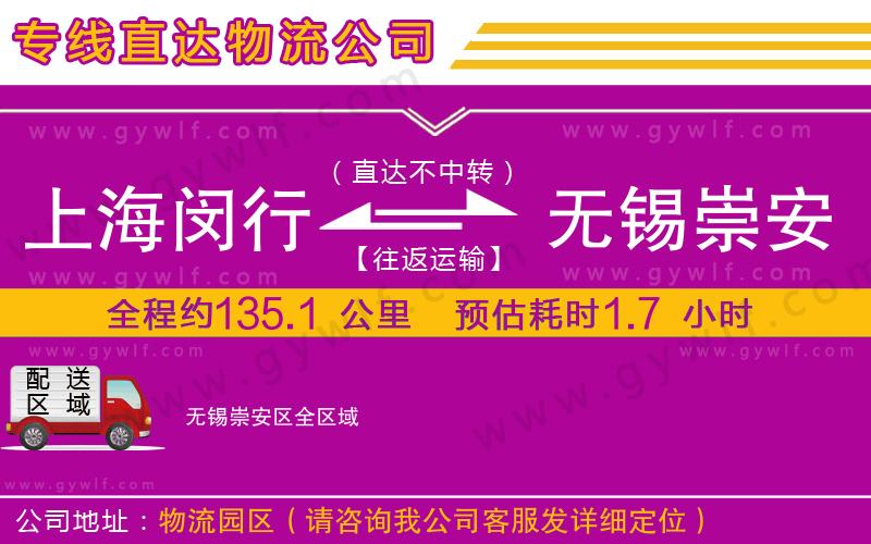 上海閔行區(qū)到無錫崇安區(qū)物流公司