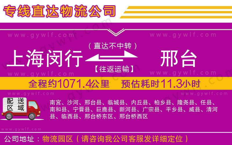 上海閔行區(qū)到邢臺物流公司