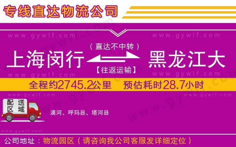 上海閔行區(qū)到黑龍江大興安嶺地區(qū)物流公司