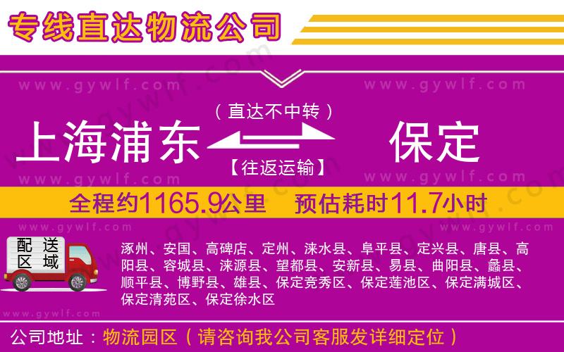 上海浦東區(qū)到保定物流公司