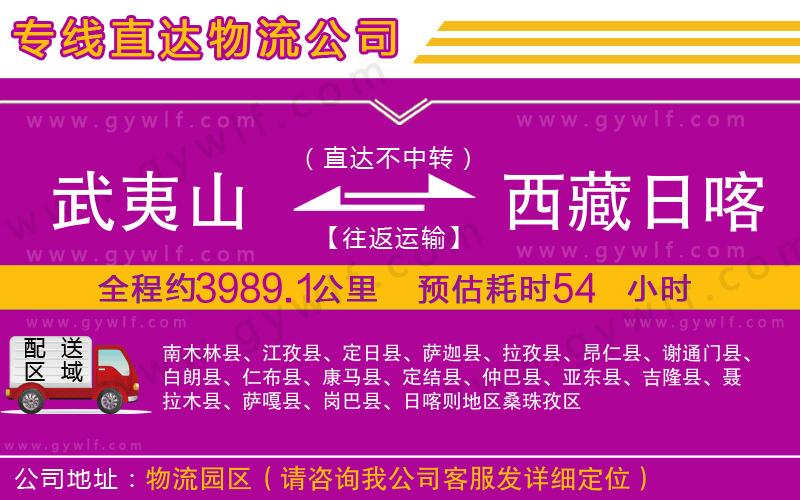 武夷山到西藏日喀則地區(qū)物流公司