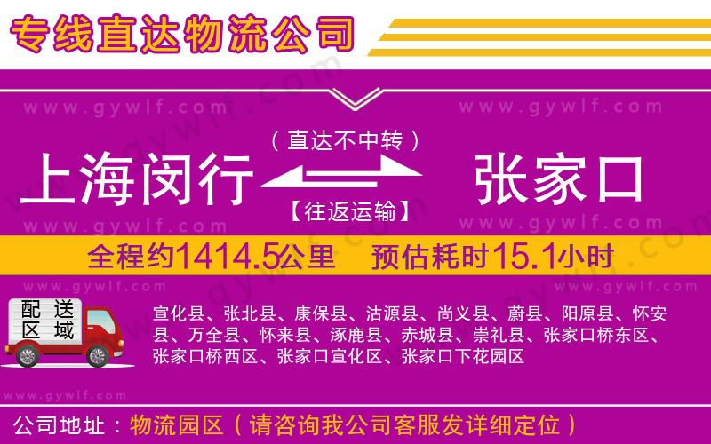 上海閔行區(qū)到張家口物流公司