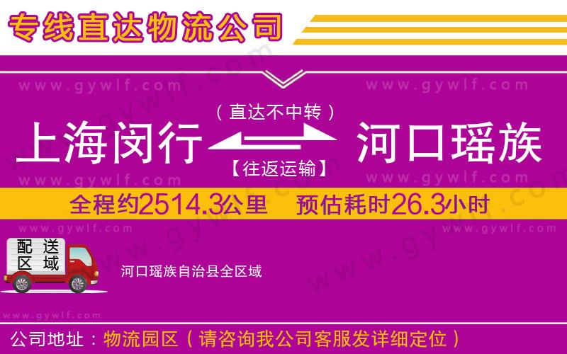 上海閔行區(qū)到河口瑤族自治縣物流公司