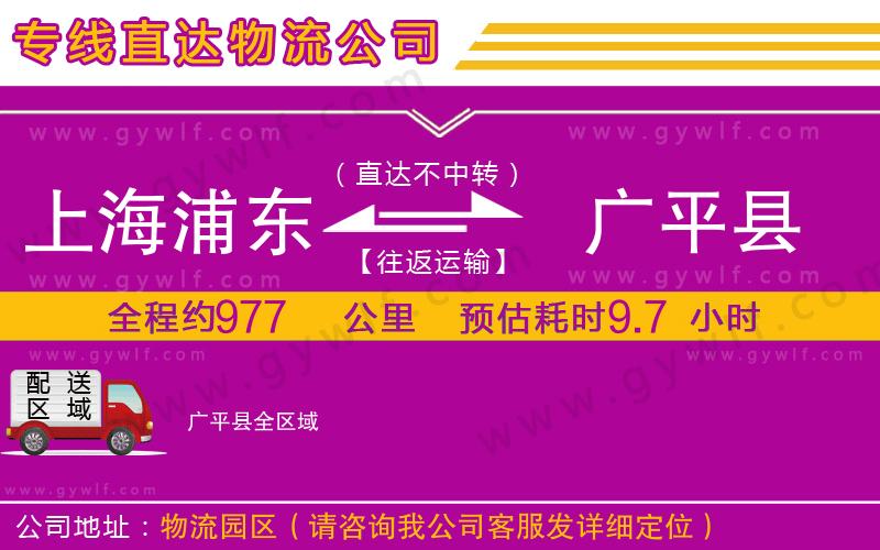上海浦東區(qū)到廣平縣物流公司