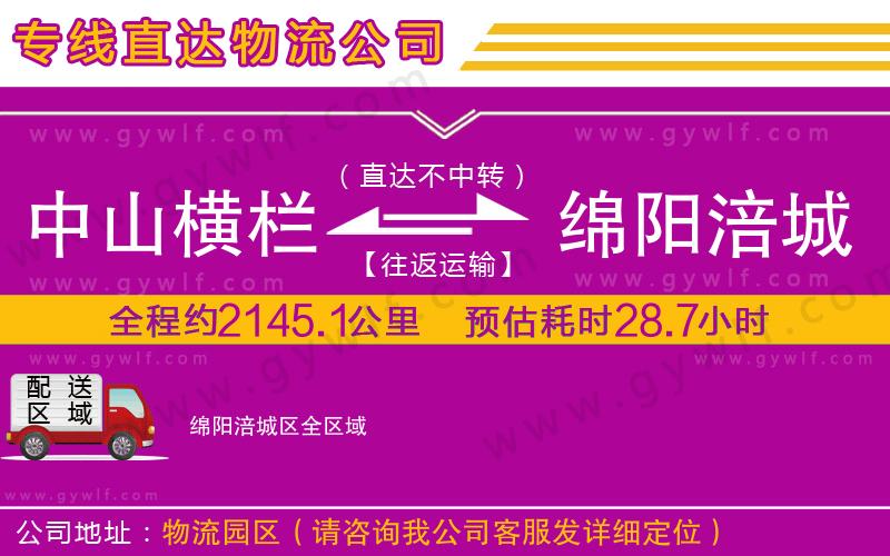 中山橫欄到綿陽涪城區(qū)物流公司