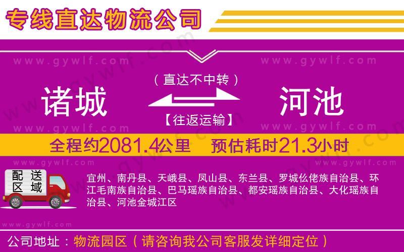 諸城到河池物流公司