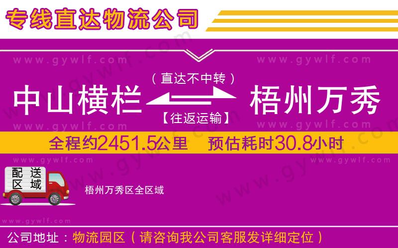 中山橫欄到梧州萬秀區(qū)物流公司