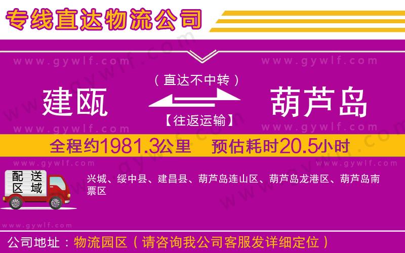 建甌到葫蘆島物流公司