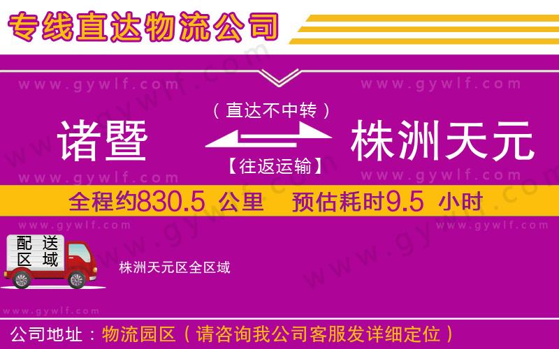 諸暨到株洲天元區(qū)物流公司