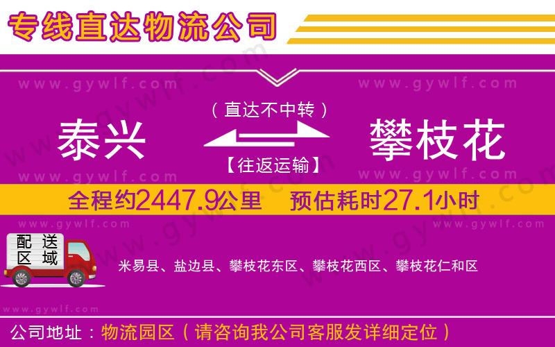 泰興到攀枝花物流公司