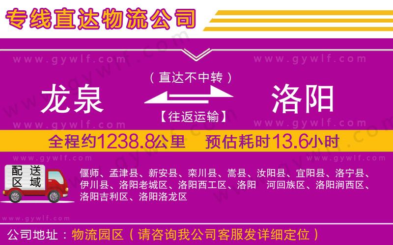 龍泉到洛陽物流公司