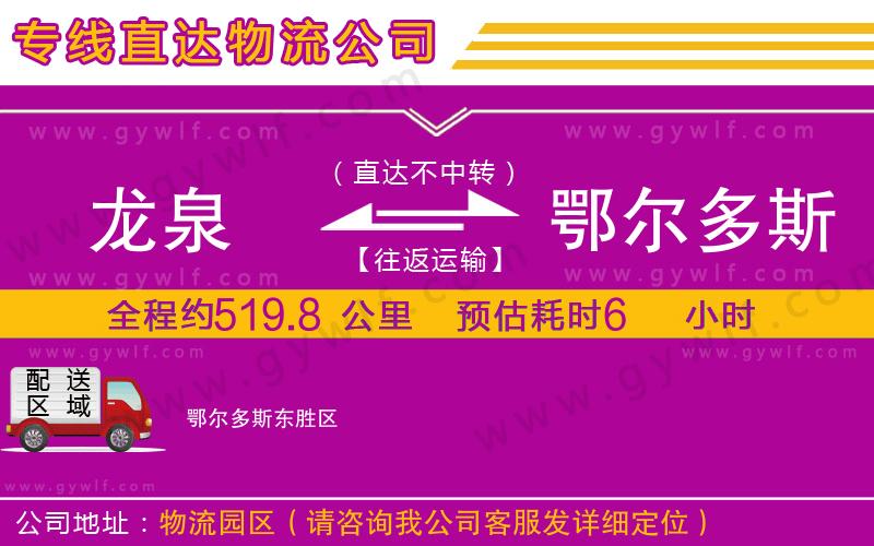 龍泉到鄂爾多斯物流公司