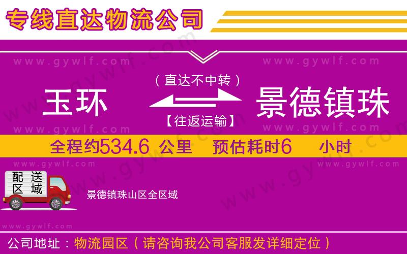 玉環(huán)到景德鎮(zhèn)珠山區(qū)物流公司